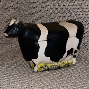 Sakura Warren Kimble Black and White Cow Container/Cookie Jar